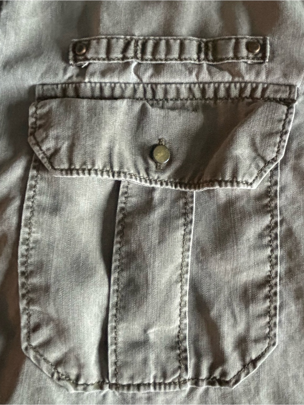 Express Boyfriend Gray Lyocell Utility Shirt XS Petite - Picture 4 of 10